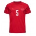 Camisa de Futebol Dinamarca Joakim Maehle #5 Equipamento Principal Mundo 2022 Manga Curta
